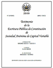 Testimonio de escritura pública de constitución de la sociedad inscrita